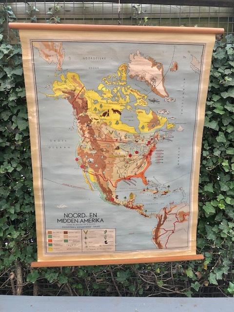 Schoolkaart van Noord- en Midden Amerika, Ophalen of Verzenden, Aardrijkskunde