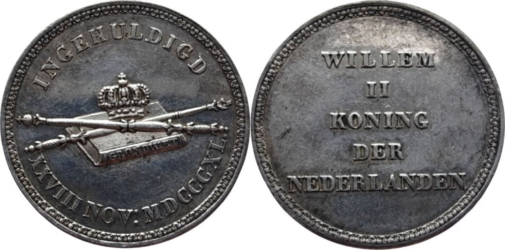 Penning 1840, Nederland, inhuldiging Willem II, Postzegels en Munten, Ophalen of Verzenden, Zilver, Nederland
