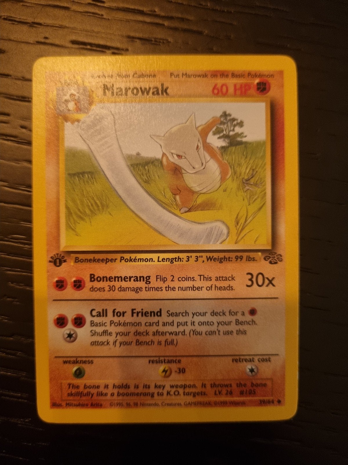 Marowak 39/64 JUNGLE 1ST EDITION ENGELS € 15, Ophalen of Verzenden, Zo goed als nieuw, Losse kaart