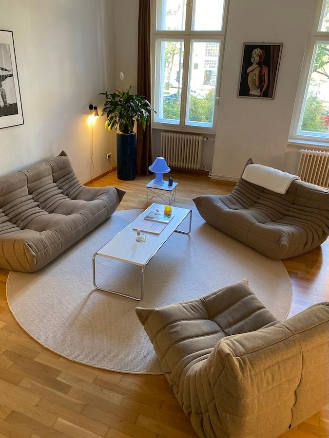 Ligne Roset Togo Bankstel Set Taupe/Bruin (Gratis Levering), 150 tot 200 cm, Zo goed als nieuw, Rechte bank, Stof