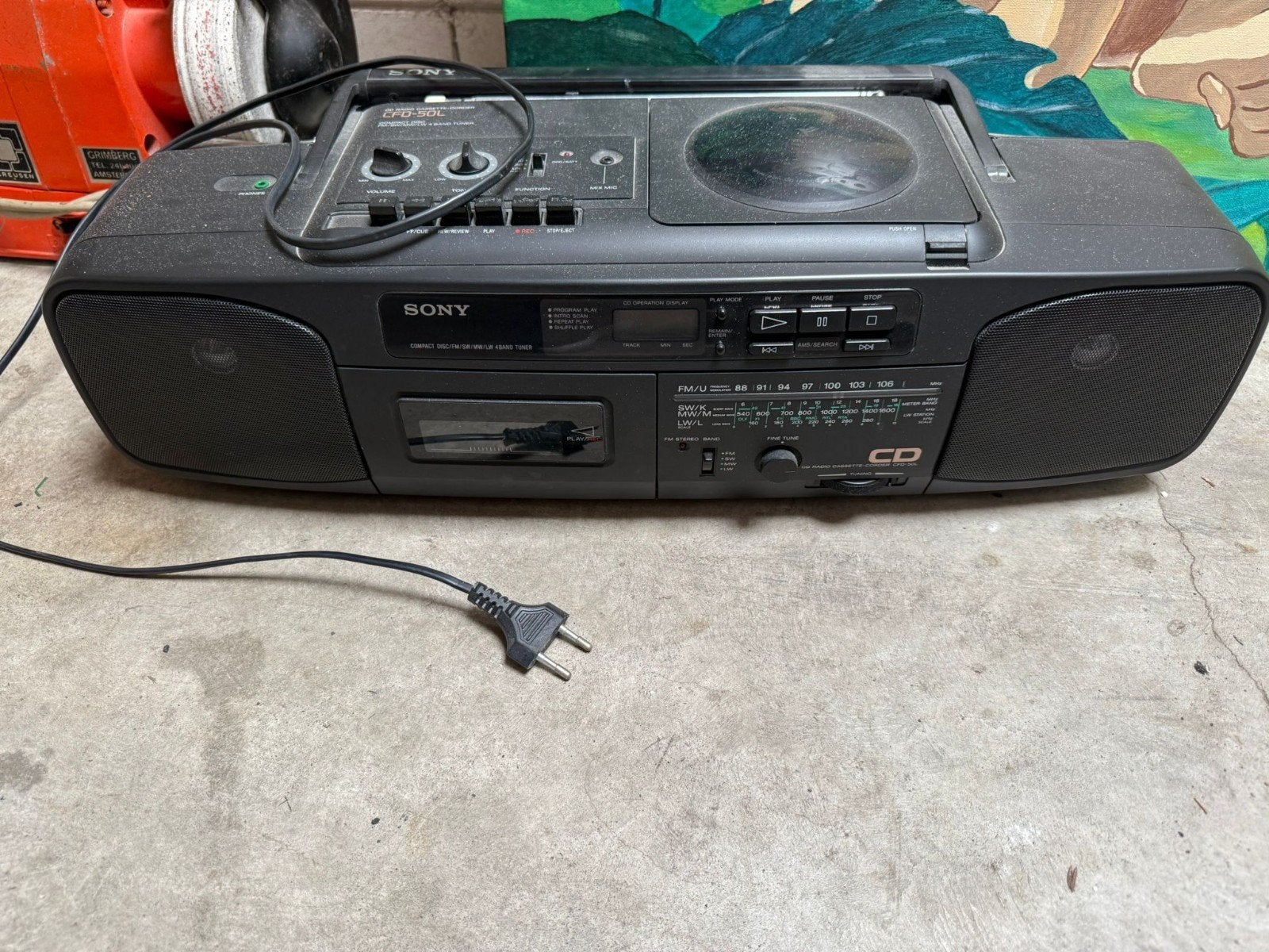 Sony Boombox met CD-speler en Cassettedeck, Audio, Tv en Foto, Radio's, Ophalen of Verzenden, Gebruikt, Radio, Met cd-speler