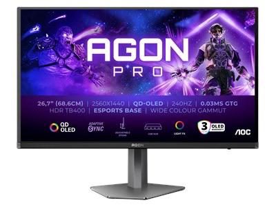 AOC AGON PRO AG276QZD2 QD-OLED Gaming Monitor 240Hz/0,03ms, Computers en Software, Monitoren, Refurbished, 201 Hz of meer, DisplayPort
