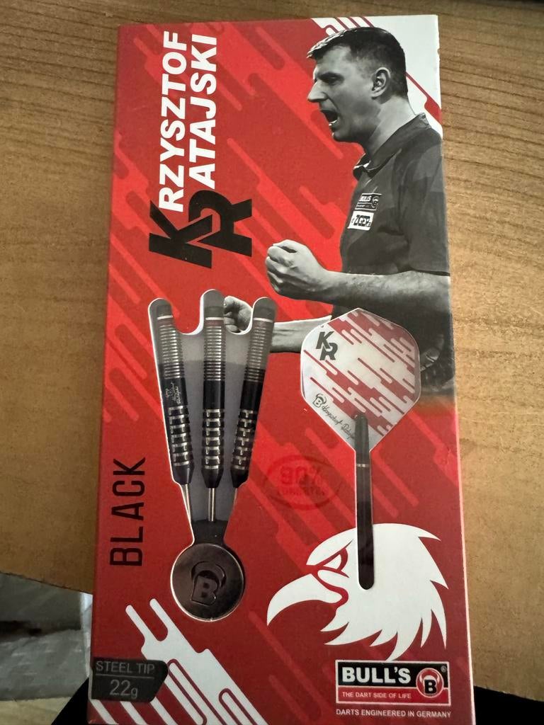 Nieuwe Bull's Krzysztof Ratajski Black Steel Tip Darts 22g, ., Bull's Germany, Nieuw, Ophalen of Verzenden
