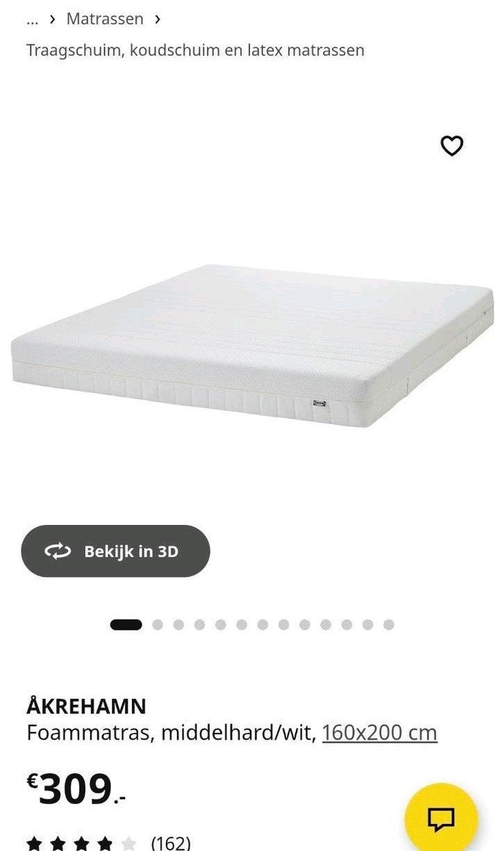 IKEA ÅKREHAMN Matras, 160x200 cm nieuw!, Tweepersoons, Ophalen of Verzenden, Zo goed als nieuw, Matras
