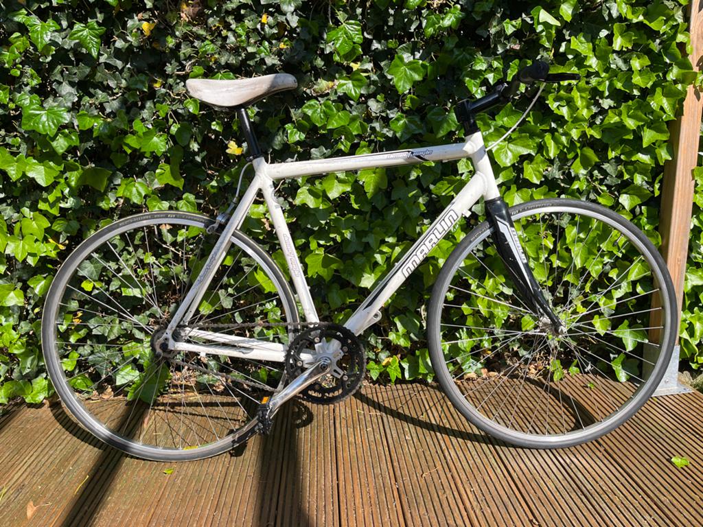 Witte fixie fiets / trek canyon vintage retro marlin koga, Fietsen en Brommers, Gebruikt, Velgrem, 53 tot 57 cm, Ophalen