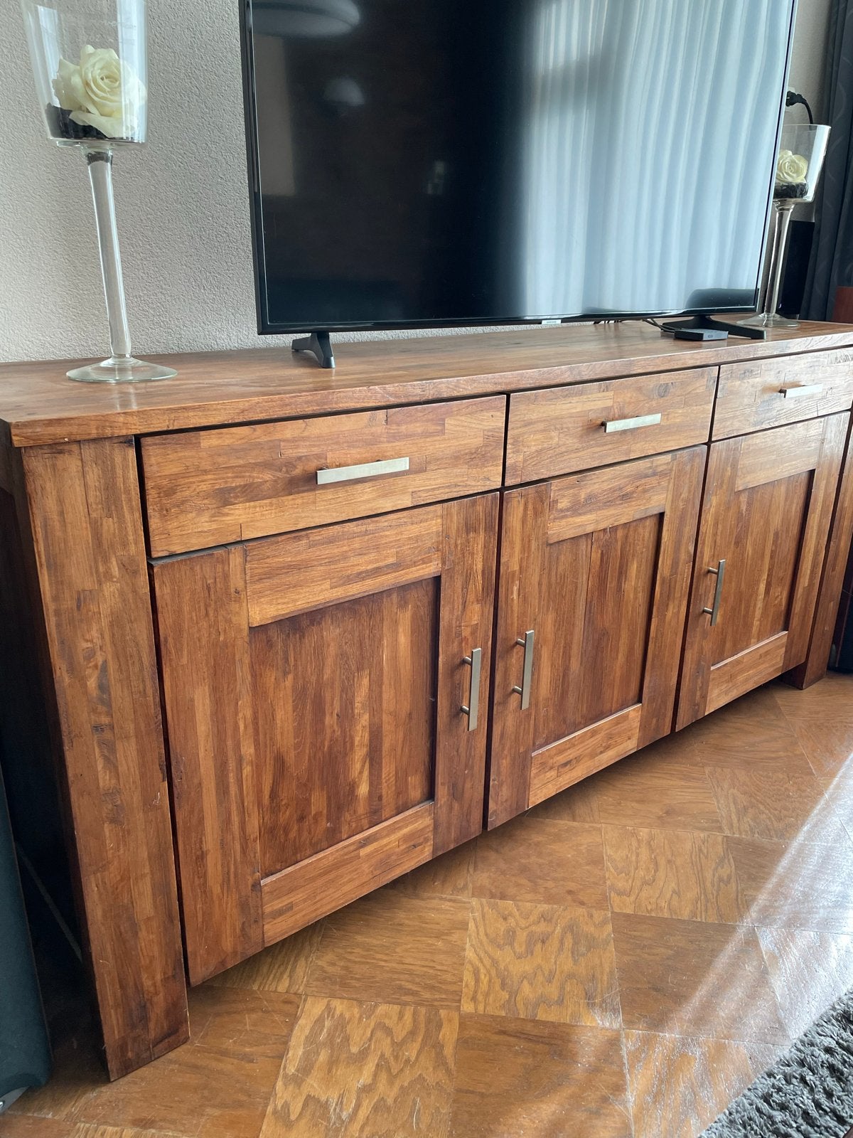 Massief houten dressoir met lades en deuren, Huis en Inrichting, Ophalen, Gebruikt, 150 tot 200 cm, Met lade(s)