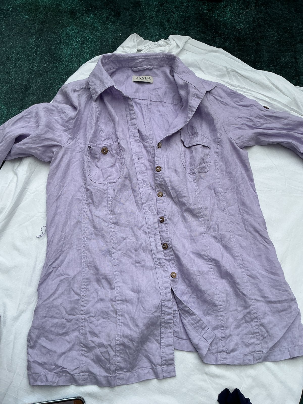 Lila Canda blouse met lange mouwen, Ophalen of Verzenden, Zo goed als nieuw, Maat 42/44 (L), Paars