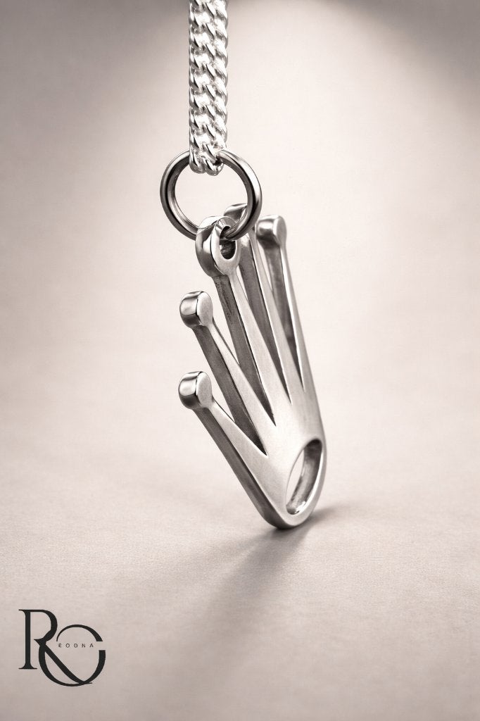 925 Zilveren Kroon Hanger met Ketting., Nieuw, Ophalen of Verzenden, Kruis of Symbool, Zilver