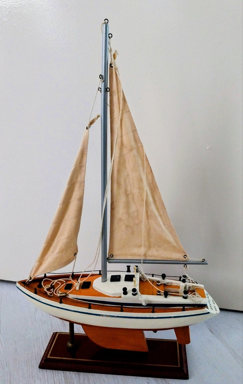 Prachtig houten zeilboot model 'Anakonda' - 53x35 cm, Ophalen of Verzenden