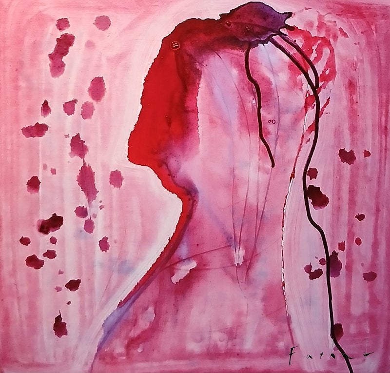 Atelieropruiming – Acryl schilderij zoekt een nieuw thuis, Ophalen of Verzenden, Gemengde techniek, Handgeschilderd, Portret