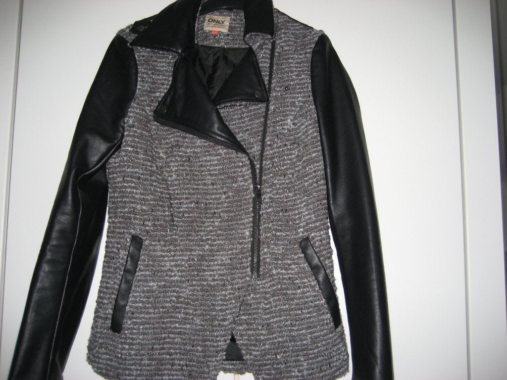 Only gekleed jasje, zogenoemd biker jacket zwart en grijs XS, Only, Zwart, Ophalen of Verzenden, Maat 34 (XS) of kleiner