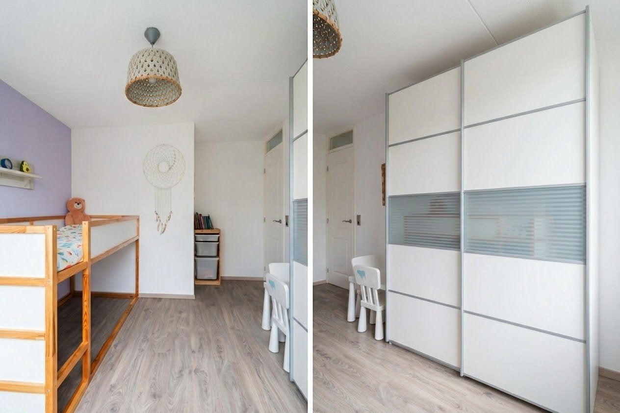 Wiemann Witte schuifdeurkast met hangruimte, Huis en Inrichting, Ophalen, Overige materialen, Met deur(en), Gebruikt