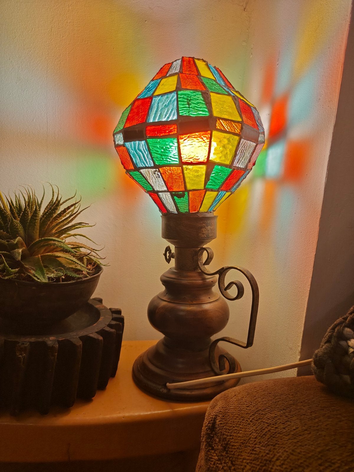 Handgemaakte Tiffany Lamp - Kleurrijk Glas-in-lood Design, Ophalen of Verzenden