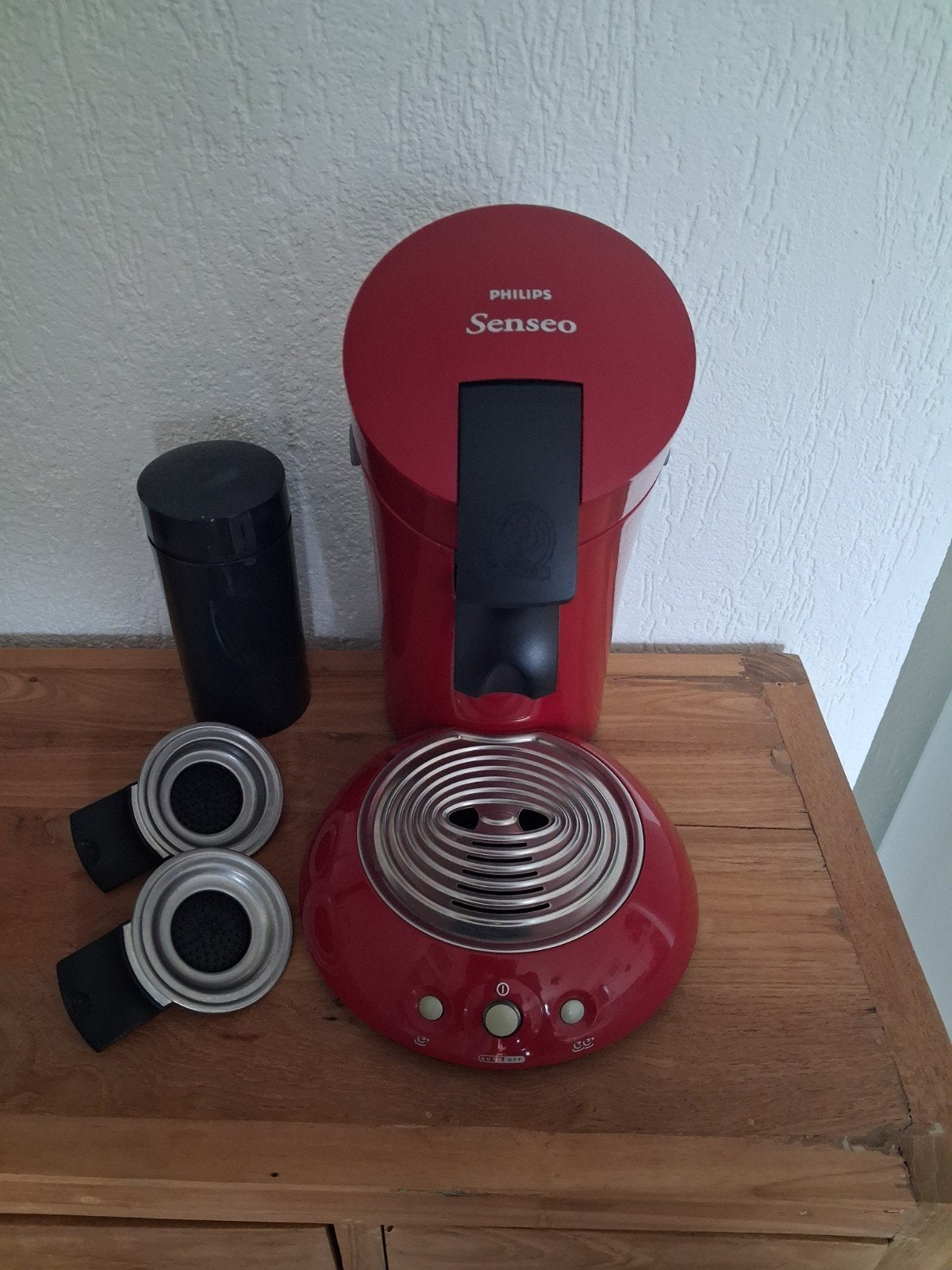Philips Sensio Original Koffiepadapparaat Rood, Ophalen, Overige modellen, Zo goed als nieuw, Koffiepads en cups
