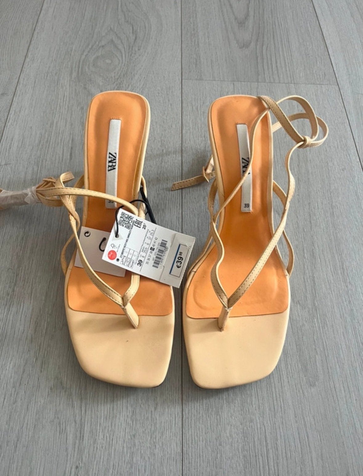 Zara sandalen met hoge hakken - Maat 39, Verzenden, Nieuw, Oranje, Schoenen met hoge hakken