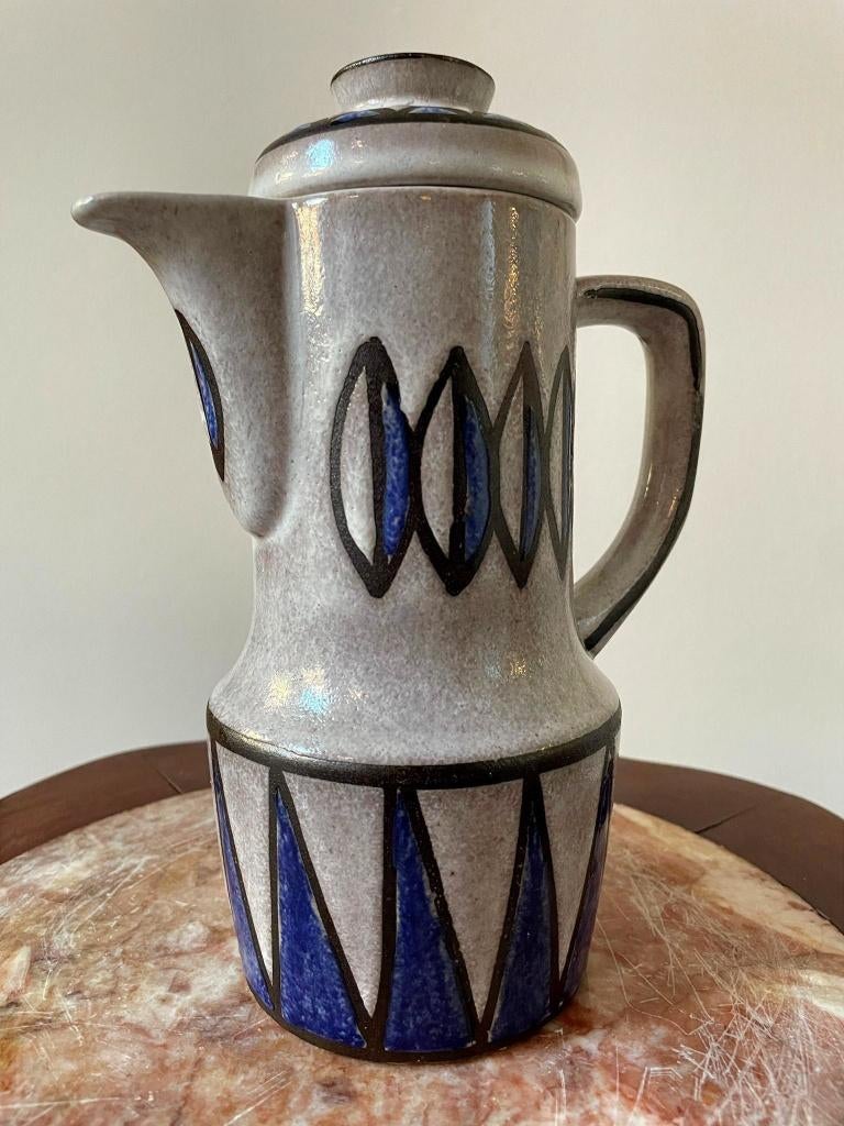 Retro West-Germany-stijl koffiepot. Uniek grijs blauw, Ophalen of Verzenden, Huis en Inrichting