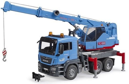 Bruder 3771 Vrachtwagen MAN met kraan blauw, Nieuw, Ophalen of Verzenden, Www.loods56.nl, X