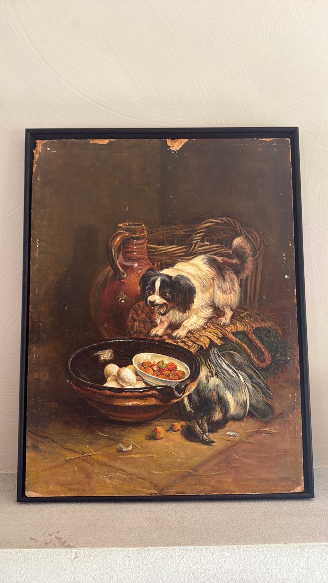 Schilderij hondje kunstenaar K.H. Van de Laar, Ophalen, Dieren