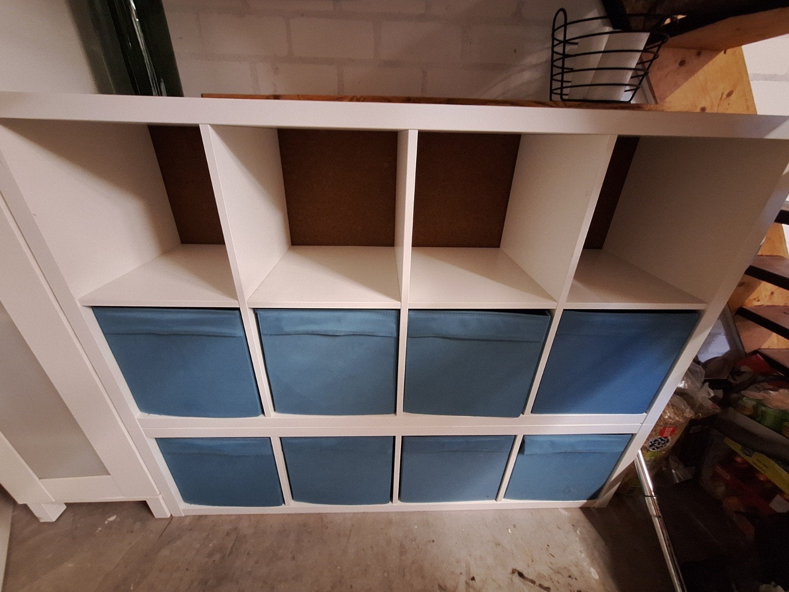 IKEA KALLAX vakkenkast met 8 blauwe opbergbakken, Ophalen, Gebruikt