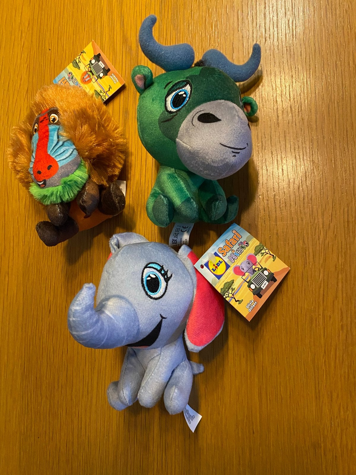 Lidl Safari Knuffels: Olifant, Gnoe en Mandril (Nieuw), Lidl, Nieuw, Ophalen of Verzenden, Met label