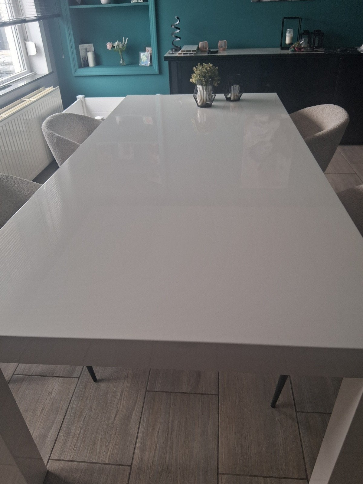 moderne eettafel 4/ 6 personen, Ophalen, 200 cm of meer, 50 tot 100 cm, Zo goed als nieuw
