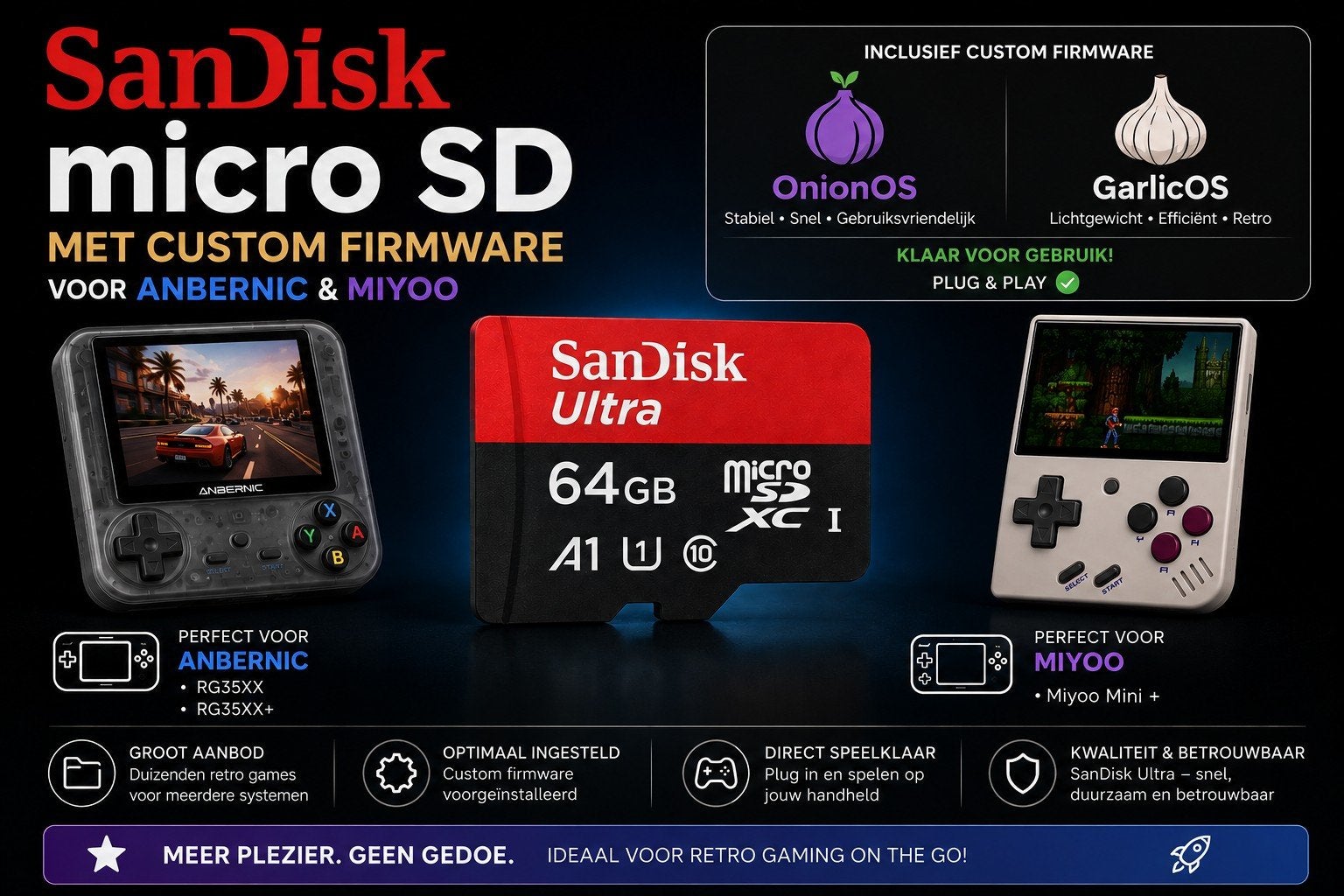 GarlicOS / OnionOS / Batocera op SanDisk SD-Kaart, Ophalen of Verzenden, Nieuw