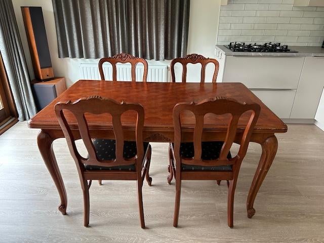 Gratis af te halen Eettafel met 6 stoelen, Huis en Inrichting, Tafels | Eettafels, Ophalen, Gebruikt, 100 tot 150 cm, Queen Ann
