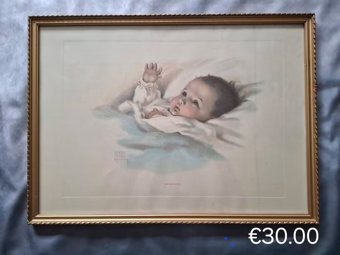 Vintage Bessie Pease Gutmann Baby Print Ingelijst, Ophalen of Verzenden, Print, Print/reproductie, Ingelijst