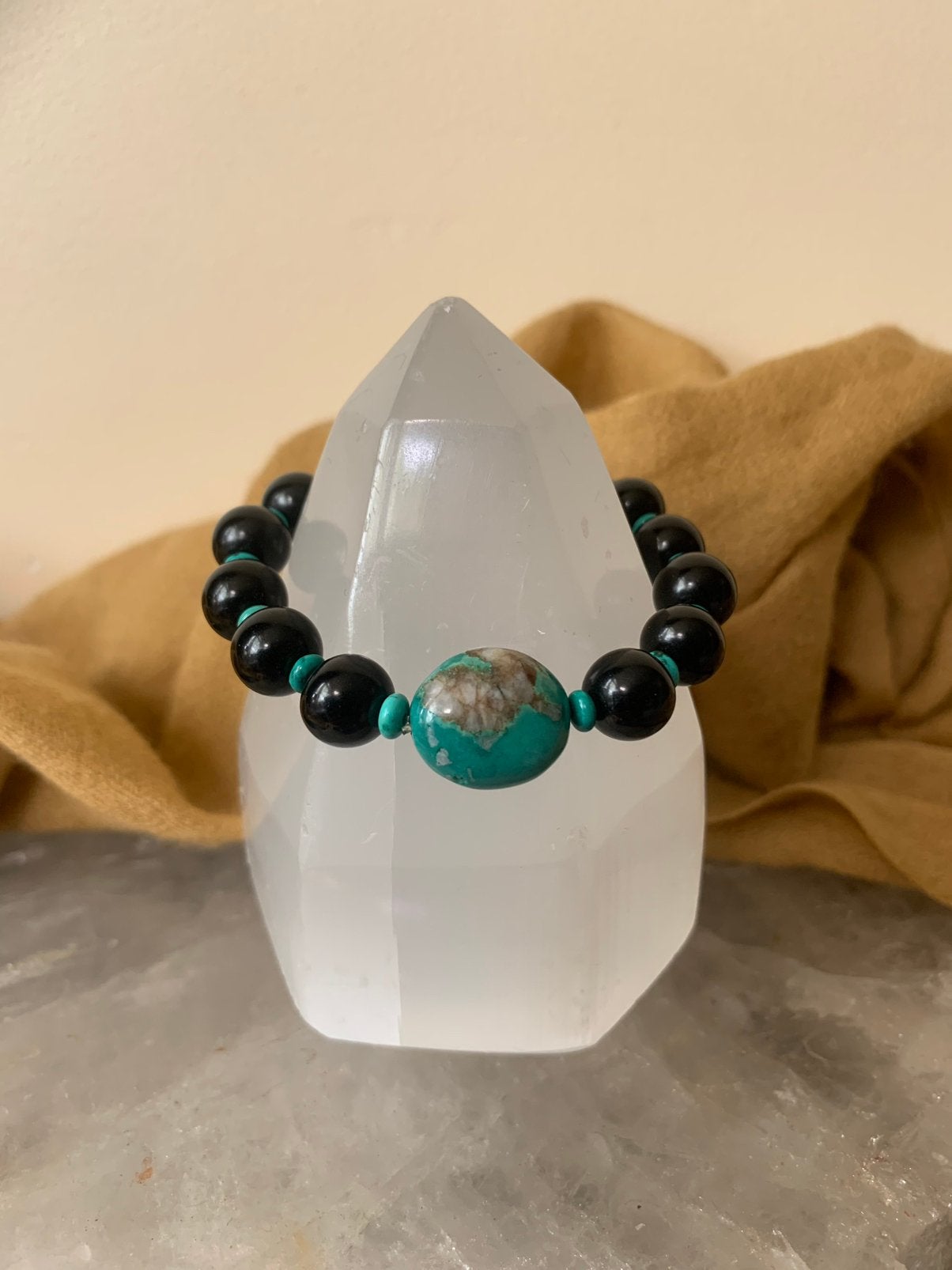 Git jet turkoois aura straling healing magie uniek, Met bedels of kralen, Blauw, Magnolia11, Nieuw