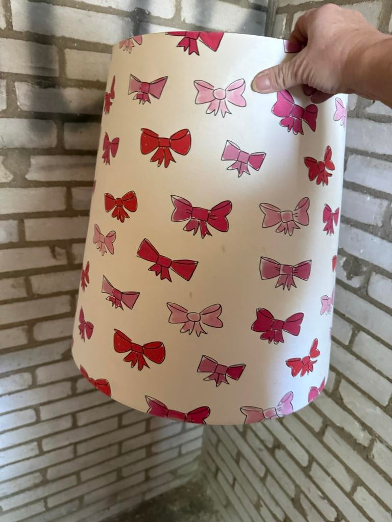 Lampenkap blond Amsterdam met strikmotief, Verzenden, Gebruikt, Wit, Rond
