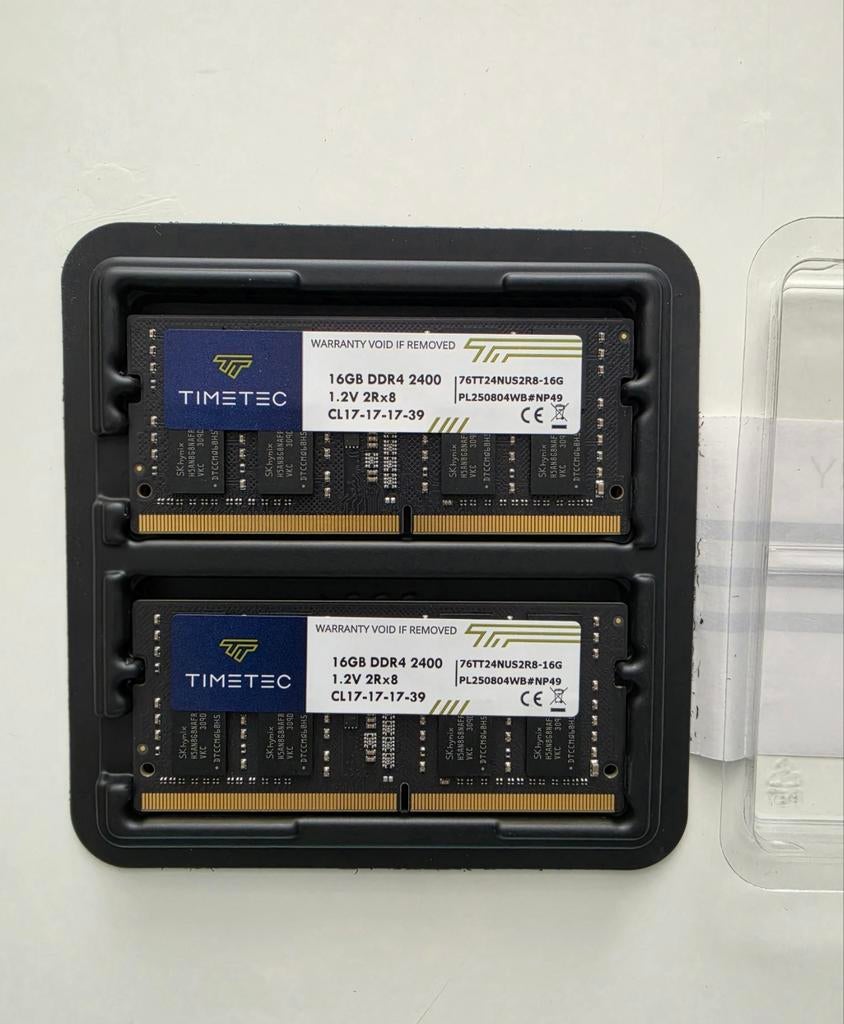 2x 16GB DDR4 2400MHz Laptop RAM / SO-DIMM – Timetec – 32GB, 32 GB, DDR4, Ophalen of Verzenden, Zo goed als nieuw
