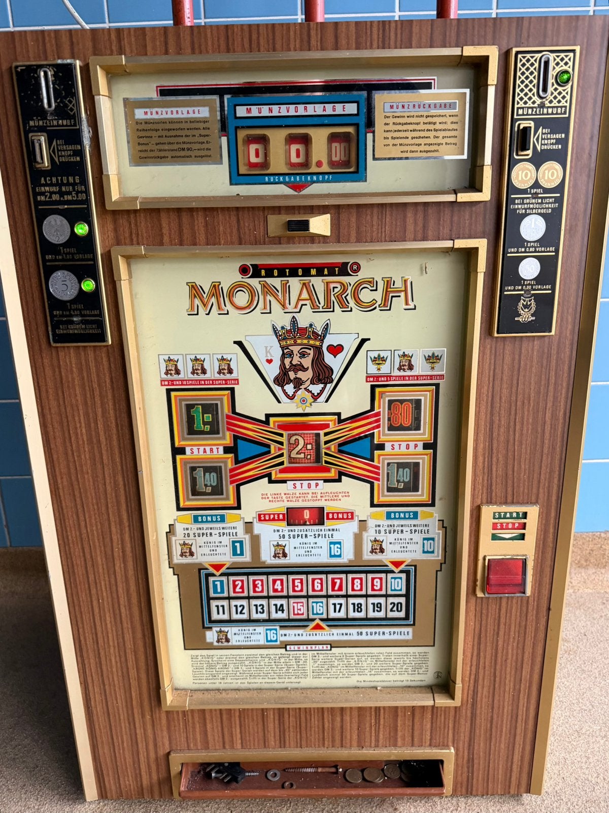 Monarch Duitse gokkast, werking onbekend, Ophalen, Gebruikt