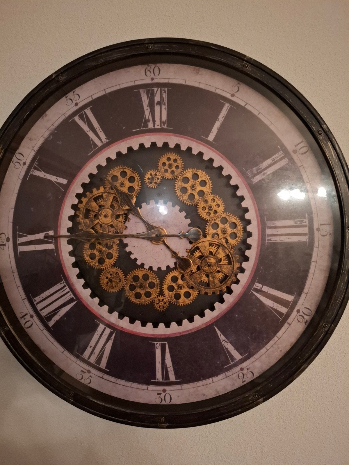 industriële wandklok, Ophalen, Wandklok, Bruin, Analoog