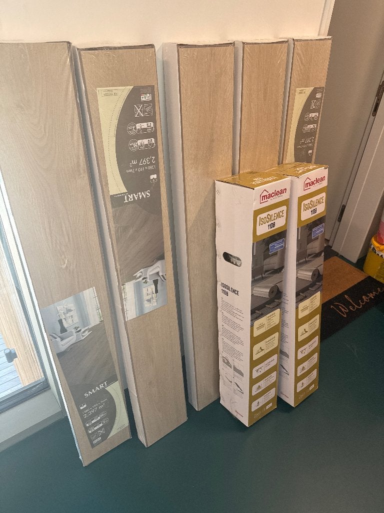 Laminaat met ondervloer, Ophalen, Beige, Nieuw, 10 tot 25 m²