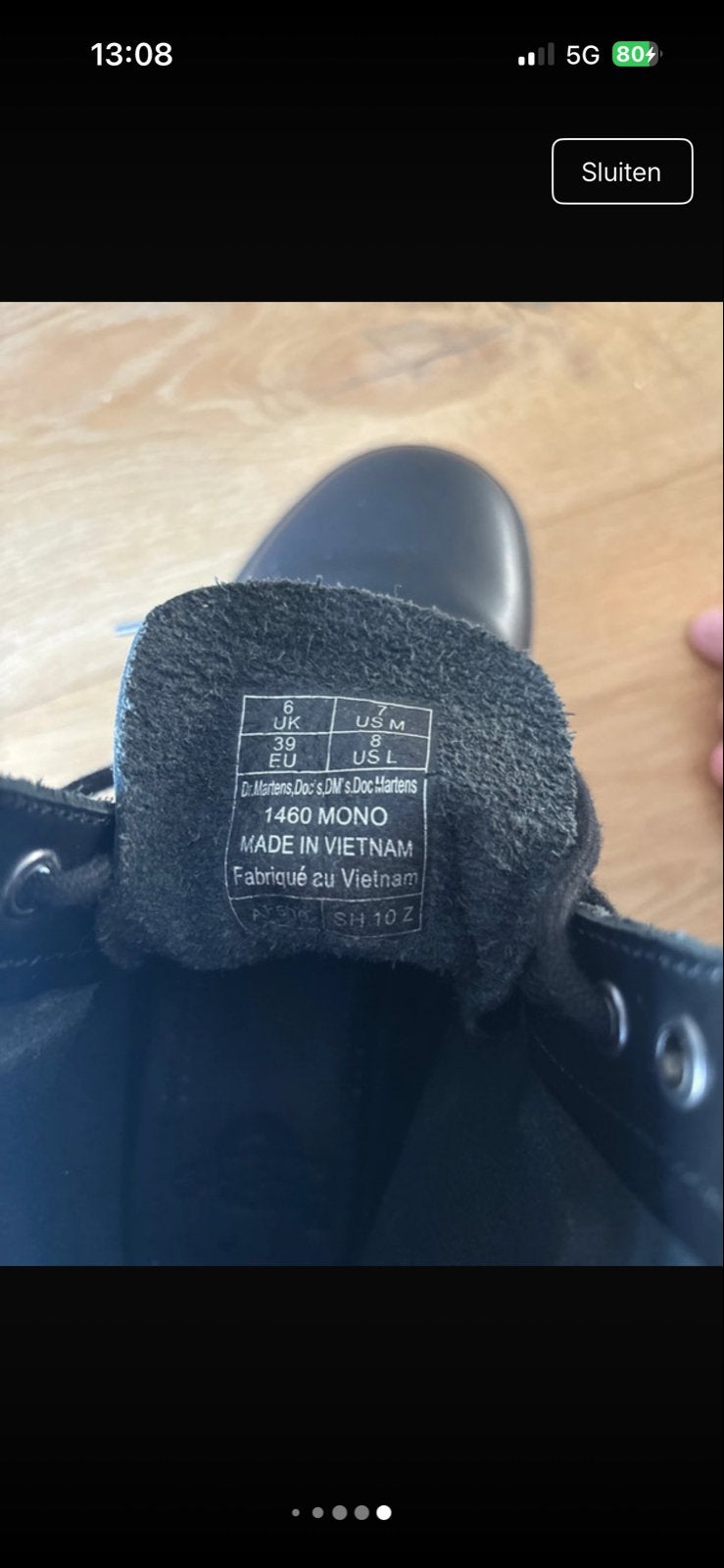 Dr. Martens 1460 Mono Zwarte Leer  Maat 39, Kleding | Dames, Schoenen, Zwart, Lage of Enkellaarzen, Ophalen of Verzenden, Zo goed als nieuw