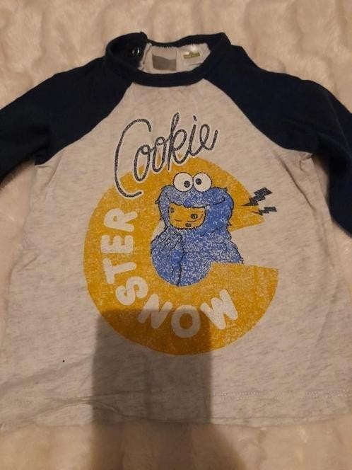 H&M Cookie Monster Longsleeve Maat 74, Jongetje of Meisje, H&M, Ophalen of Verzenden, Zo goed als nieuw