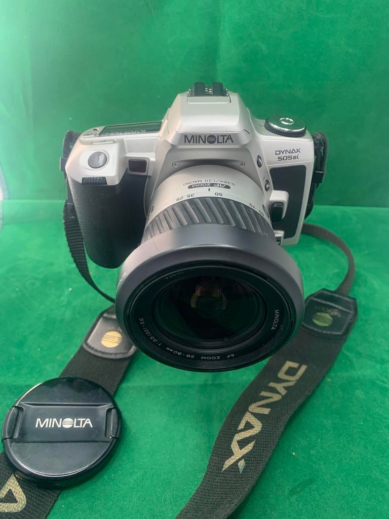 Minolta Dynax 505si met AF zoom 28-80 macro lens, Audio, Tv en Foto, Fotocamera's Analoog, Ophalen of Verzenden, Gebruikt, Spiegelreflex