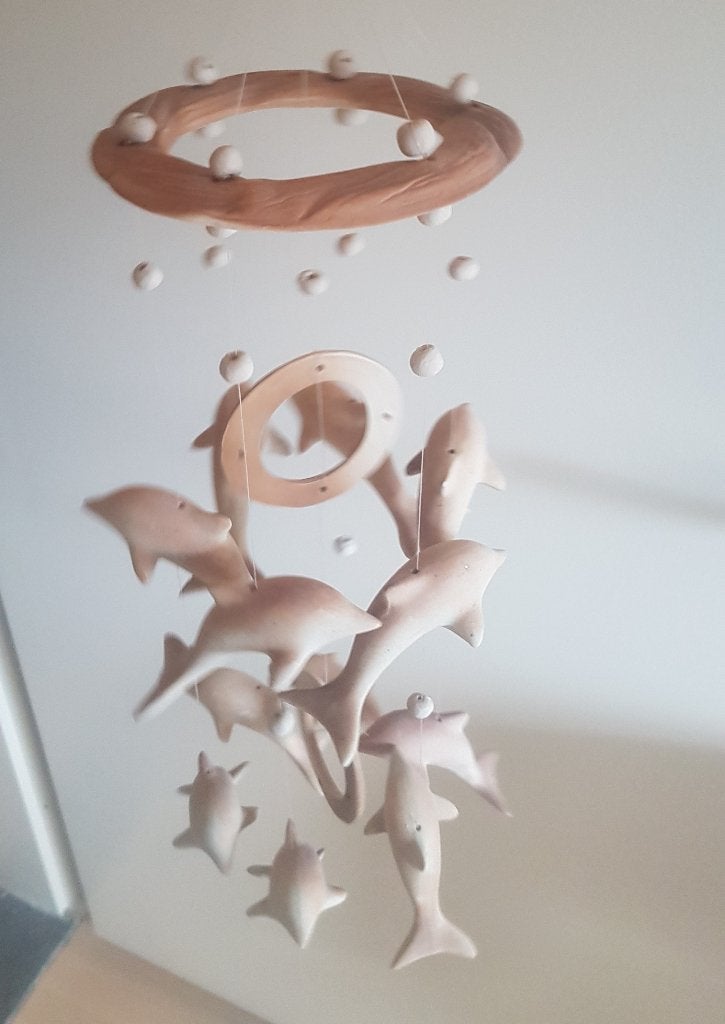 mooie windgong dolfijntjes keramiek 45 cm, Verzenden, Nieuw