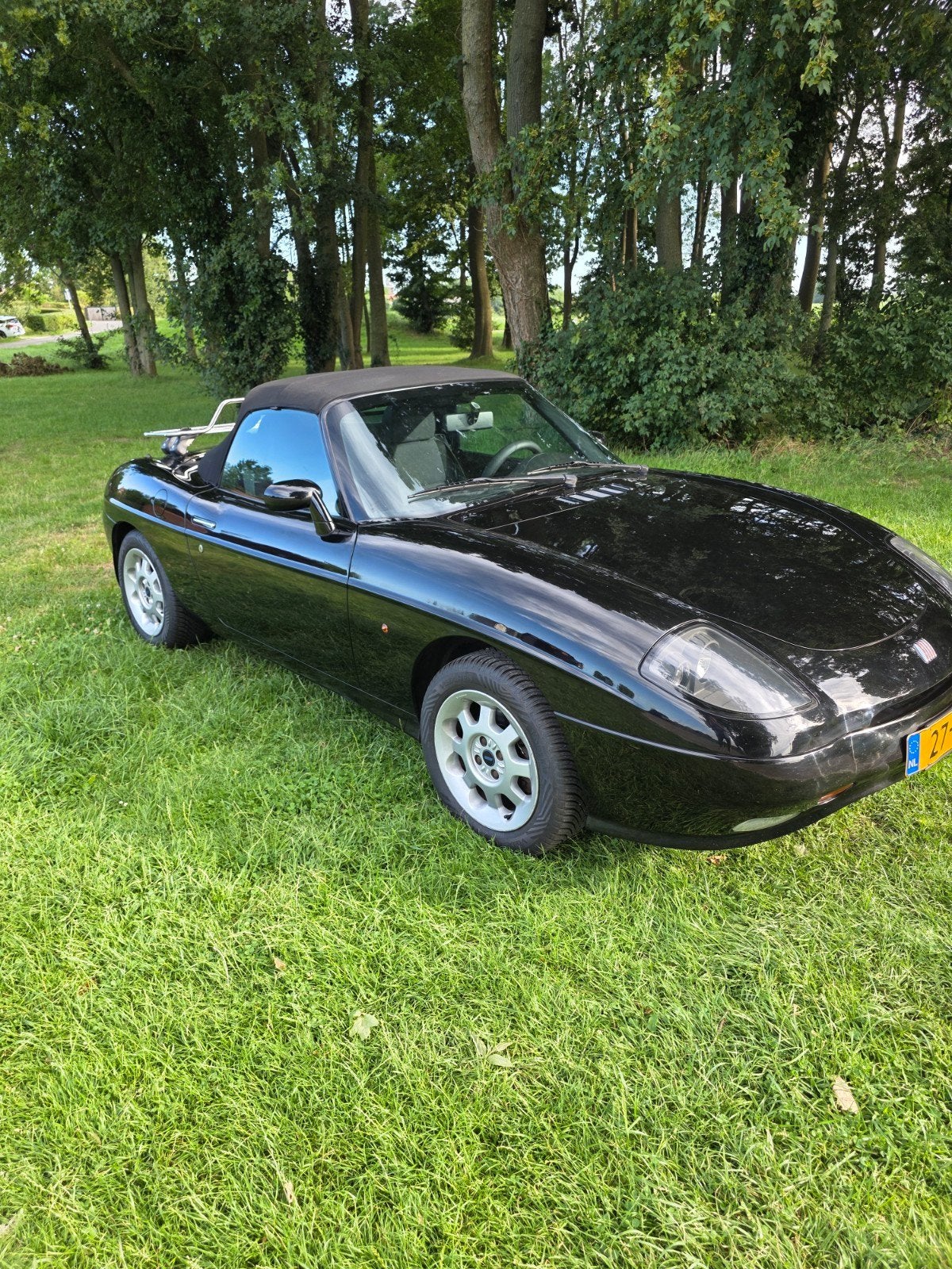 Fiat Barchetta 1.8 16V 1999 Zwart, Auto's, Zwart, 4 cilinders, Cabriolet, Zwart