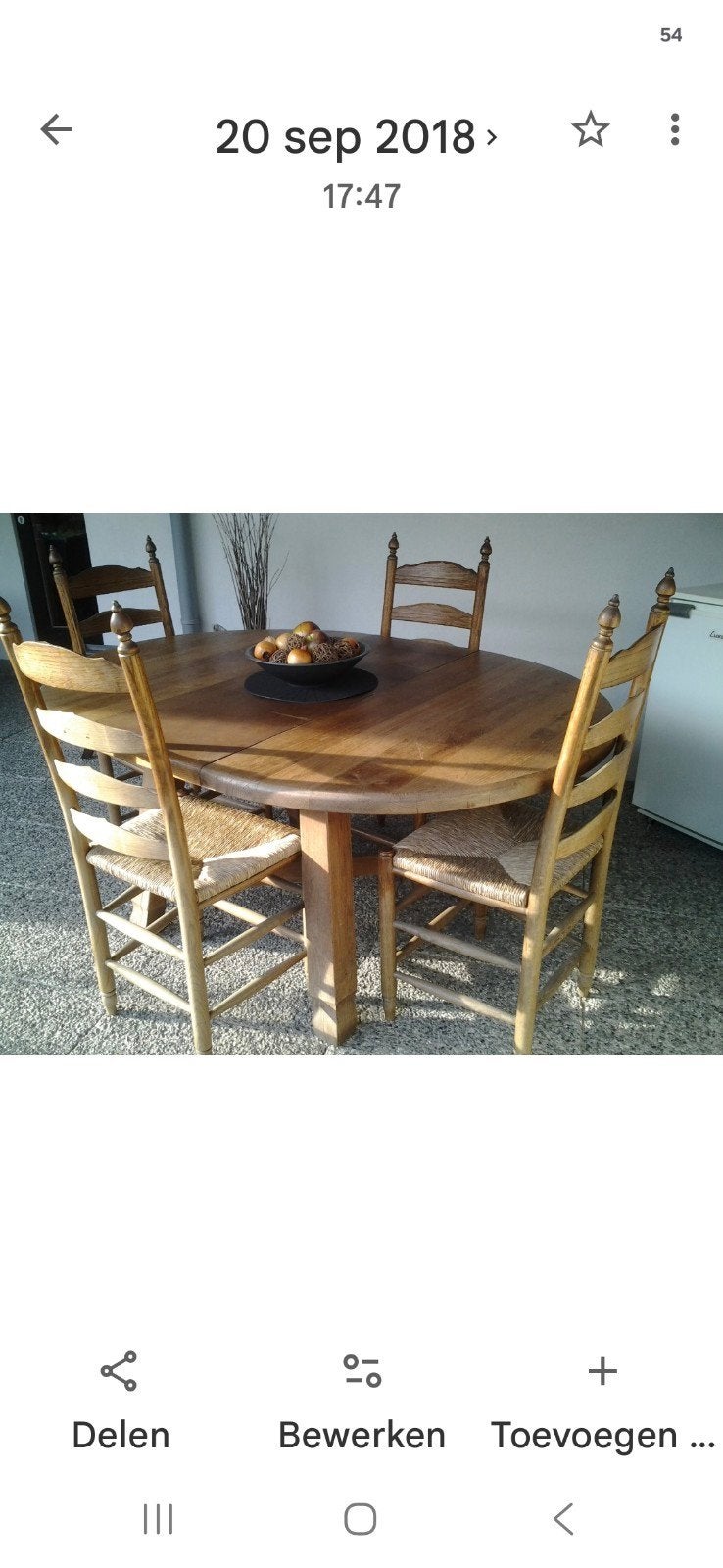 Eetkamerstoelen (eiken), Huis en Inrichting, Stoelen, Ophalen, Gebruikt, Bruin, Vier
