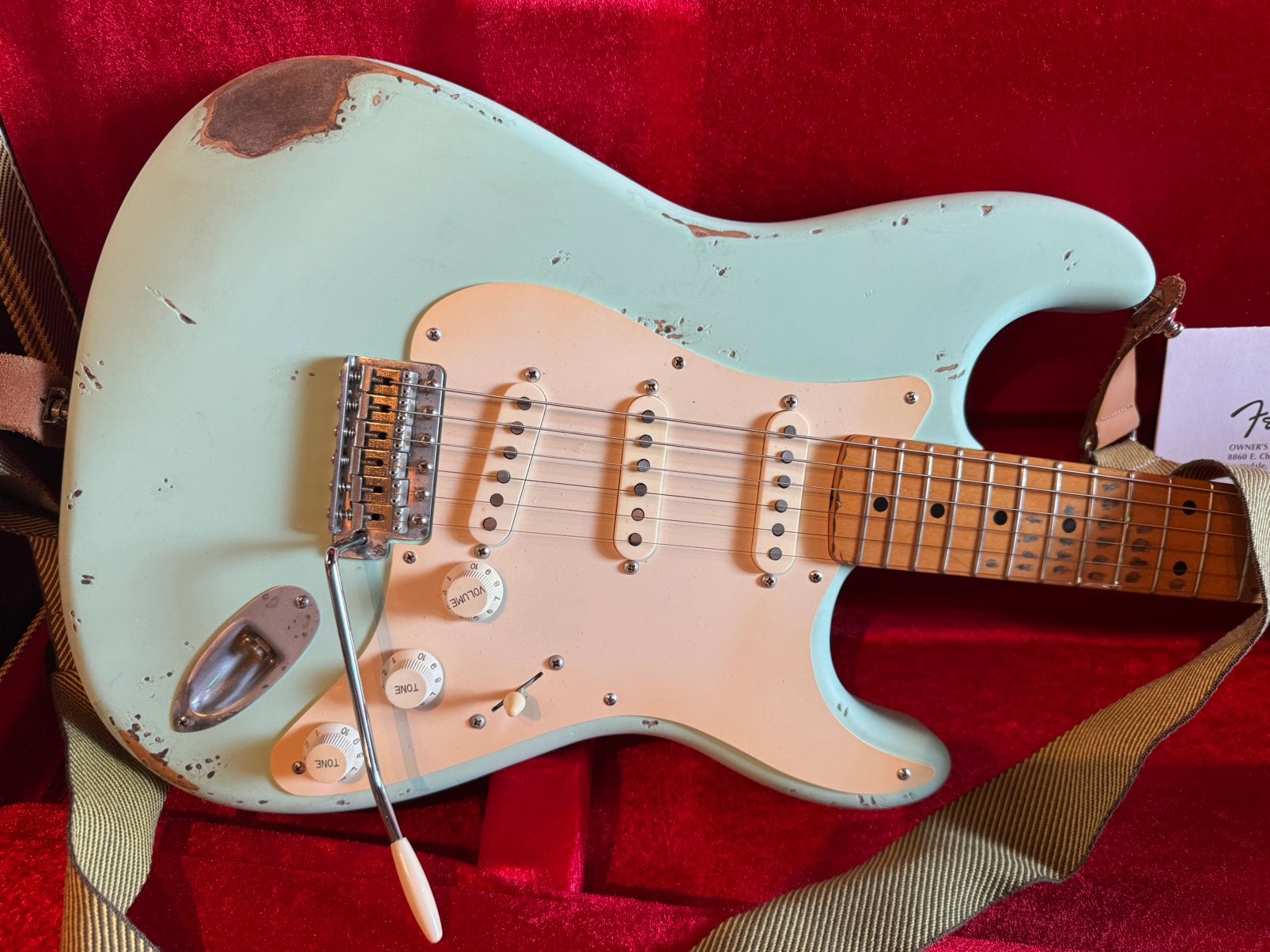 Fender classic 50s surfgreen relic stratocaster, Ophalen of Verzenden, Gebruikt, Solid body, Fender