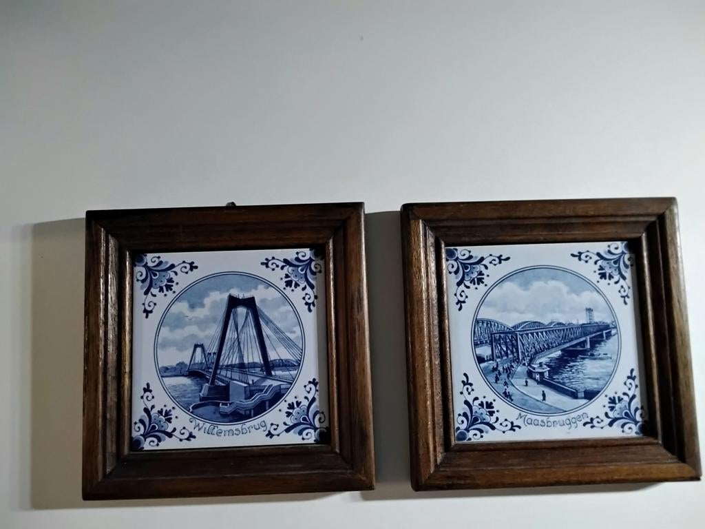 Delfts blauwe tegeltjes met Rotterdamse bruggen, Antiek en Kunst, Ophalen