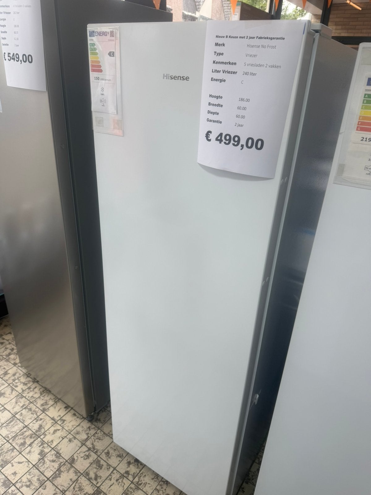 Vriezer hisense nieuw no frost 240 liter, Vrieskast, Hisense, Hisense, Nieuw