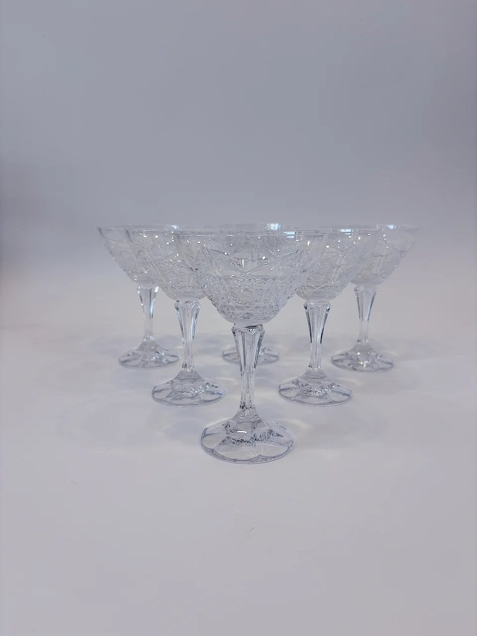SET VAN 6 VINTAGE CHAMPAGNE COUPES | BOHEEMS KRISTAL, Antiek en Kunst, Ophalen of Verzenden
