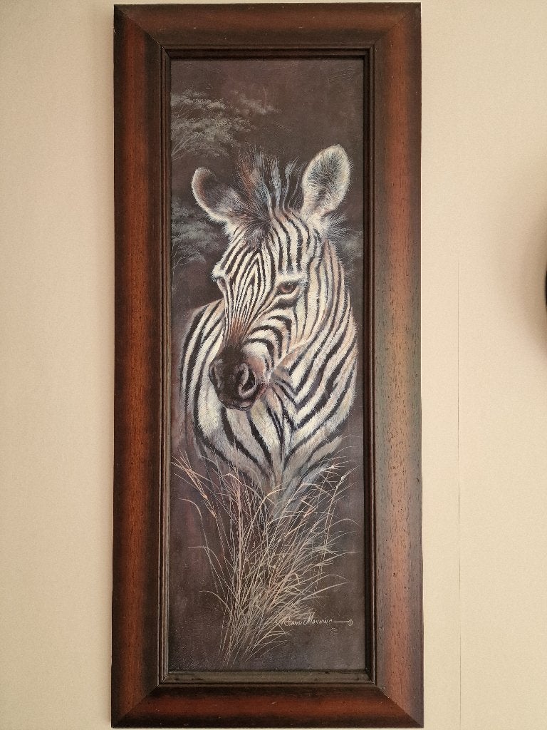 Zebra schilderij in mooie lijst, Ophalen, Overige materialen, Overige technieken, Dieren
