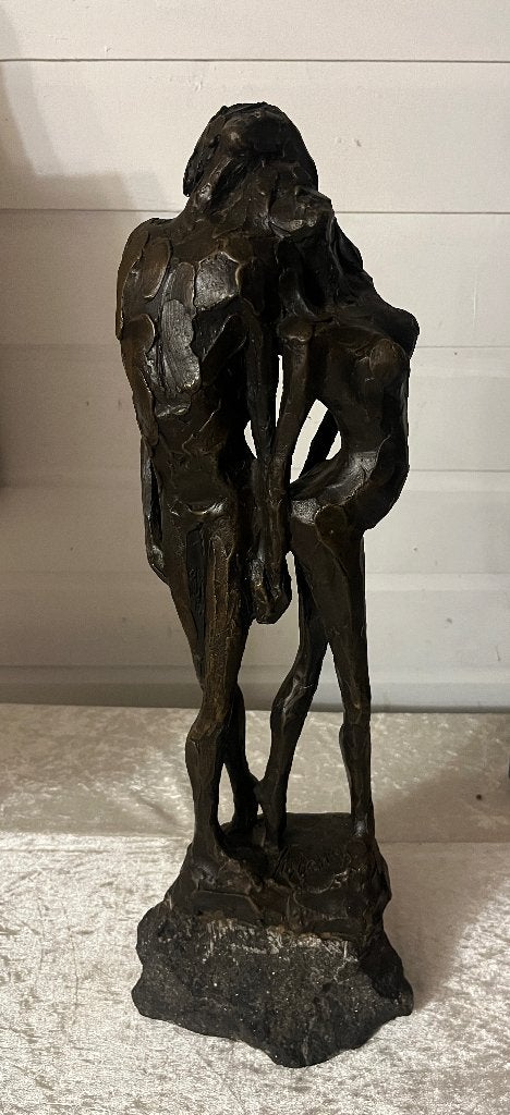 Bronzen beeld ‘Man en Vrouw’ – Jits Bakker, Groep mensen, Ophalen of Verzenden, 20 - 50 cm, Beeld