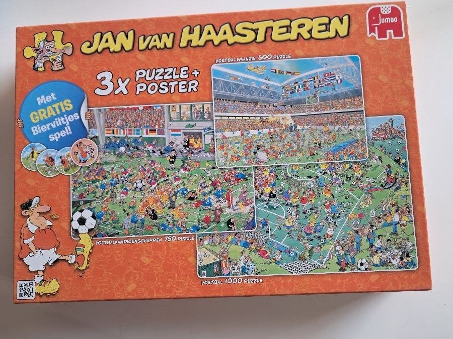jan van haasteren puzzel bevat 3 x, Ophalen of Verzenden, 500 t/m 1500 stukjes, Zo goed als nieuw