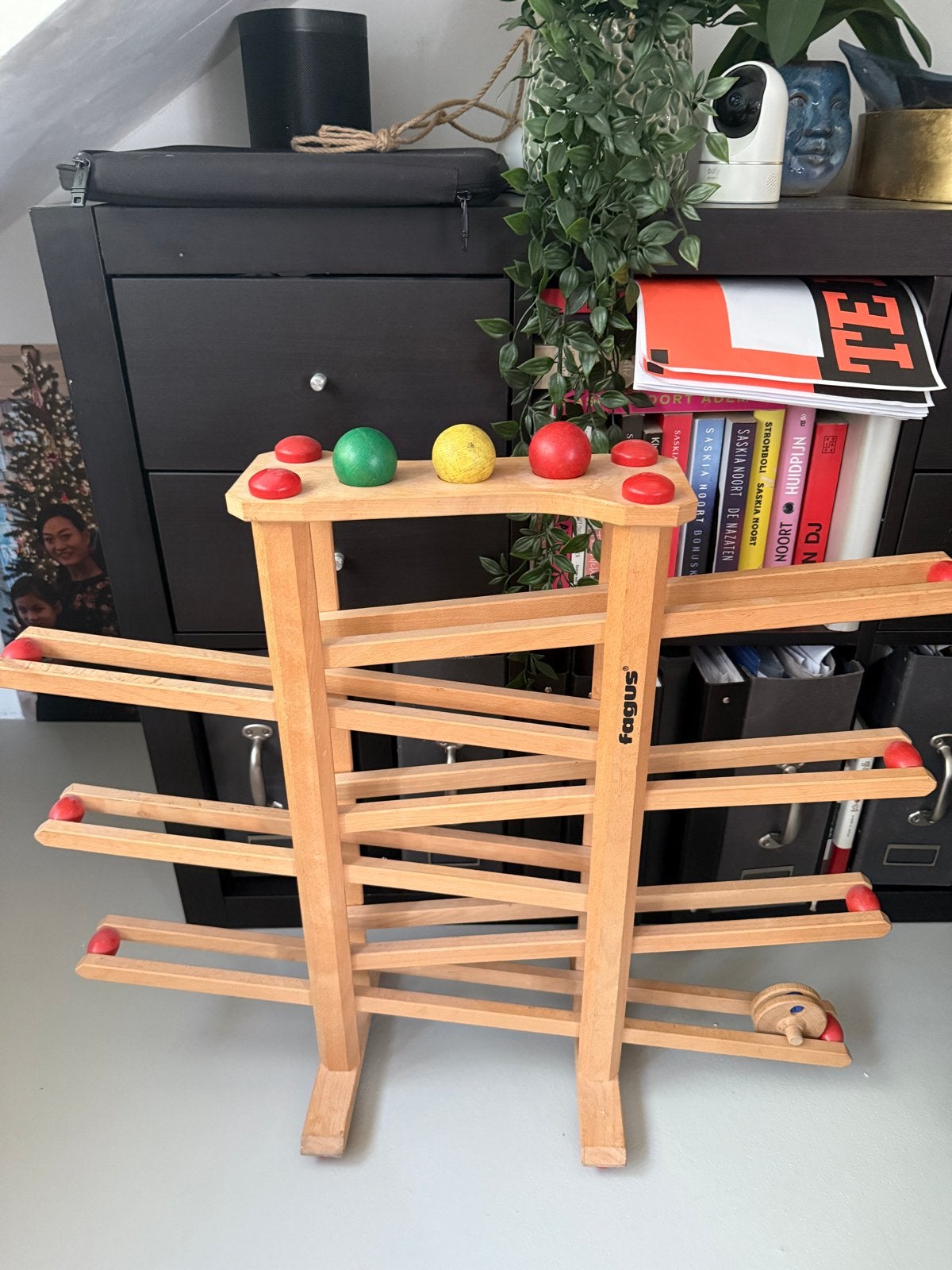 Houten speelgoed Fagus met ballen en rolelement, Ophalen of Verzenden, Zo goed als nieuw, Overige typen