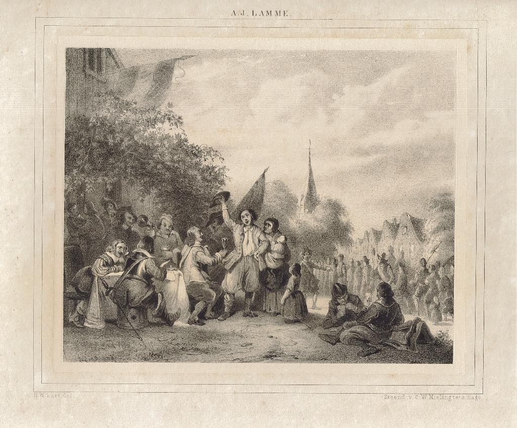 Arie Johannes Lamme naar Hendrik Willem Last litho "Proost!", Ophalen, Minder dan 50 cm, Gebruikt, Oorspronkelijke maker