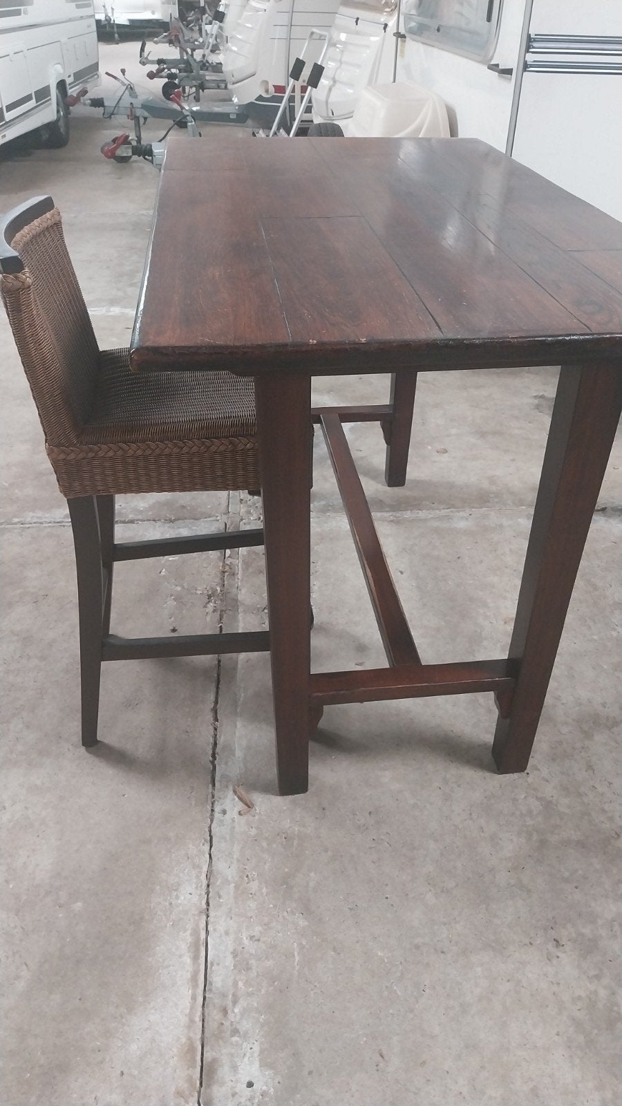 Hoge eettafel met barkrukken - Origineel Loom, Gebruikt, Overige materialen, Modern, landelijk, 150 tot 200 cm